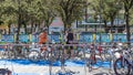 Athlete in the transition area for start bicycle test at Pescara