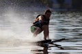 Athlete waterskiing