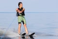 Athlete waterskiing