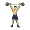 Athlete weightlifting barbell sketch vector Royalty Free Stock Photo