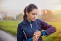 Athlete woman check smartwatch Royalty Free Stock Photo