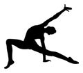 Athlete woman in gym exercise silhouette. Ballet girl silhouette . Rhythmic Gymnastics.