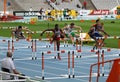 Athletes compete in the 110 meters final