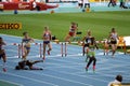 Athletes compete in the 400 meters hurdles final