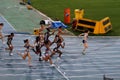 Athletes compete in the 4x100 relay race Royalty Free Stock Photo