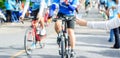 Athletes, cyclists get drinking water.