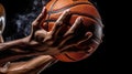 Athletes Hand Dribbling A Basketball. Generative AI