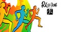 Athletes ink sketches. Rio 2016 illustration. Runner sports cards, poster, illustration.