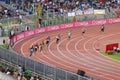 Athletes in the 400 meters race