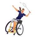 Woman Wheelchair badminton.