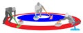 Athletes Playing Curling Sport on Ice Curling Shee