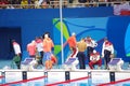 Athletes preparing for Rio2016 swimming event