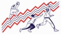 Athletes in a relay race passing the baton with graphic chart, vector design Generative AI Royalty Free Stock Photo