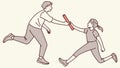 Athletes in a relay race, passing the baton, teamwork concept. vector design Generative AI Royalty Free Stock Photo