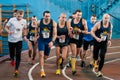 athletes run a distance of km in the arena race at one mile and athletics dnepropetrovsk institute physical education january Royalty Free Stock Photo