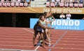 Athletes running 4x400 metres relay in the IAAF World U20 Championship in Tampere, Finland 14th July, 2018.