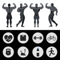 Athletes, sports icons, fitness, exercise. Vector illustration Royalty Free Stock Photo