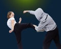 Athletes train self-defense techniques