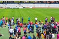 Athletes wait for the award ceremony in Cluj Arena stadium