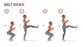 Athletic Afro-American Female Squats and Kicks Switching Legs Sports Woman Exercise Guidance.