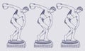 Athletic Black and White Discus Vector Illustration - Ancient Greek Sporting Object