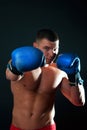 Athletic boxer during fighting