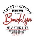 Athletic Brooklyn, New York City, t-shirt print, vector illustration