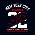 Athletic Brooklyn New York City typography design for tshirt print. Sports, athletic t-shirt graphics