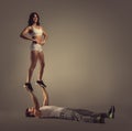 Athletic couple doing acro yoga Royalty Free Stock Photo