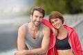 Athletic couple realxing after running