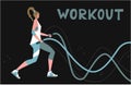 Athletic Female Character Exercising Fitness. Sport Healthy Lifestyle Wellness Concept