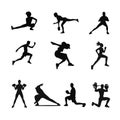 Athletic female and man silhouette to loss weight sports lifestyle workout