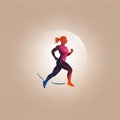 Athletic fitness app showing running person, logo icon in flat style