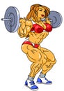 Athletic girl trains with heavy barbell Royalty Free Stock Photo