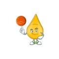 An athletic gold hair serum cartoon design style playing basketball