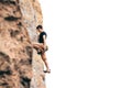 Man climbs a rock.