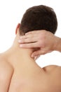 Athletic man feeling pain in his neck. Royalty Free Stock Photo