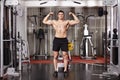 Athletic man pulling heavy weights Royalty Free Stock Photo