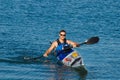 Athletic man in sea kayak Royalty Free Stock Photo