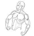 Athletic man torso vector linear illustration, male beauty with perfect muscular fit body posing, artistic drawing of fitness Royalty Free Stock Photo