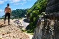 Athletic Muscular Hiker Man On Hill In Summer. Outdoor Sport Royalty Free Stock Photo