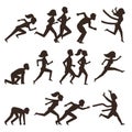 Athletic run man people silhouette jogging summer sport enjoying runner exercising their healthy lifestyle vector