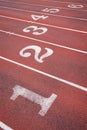 Athletic Running Track Numbered Lanes Royalty Free Stock Photo