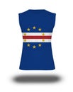 Athletic sleeveless shirt with Cape Verde flag on white background and shadow