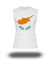 Athletic sleeveless shirt with Cyprus flag on white background and shadow