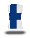 Athletic sleeveless shirt with Finland flag on white background and shadow