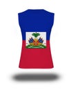 Athletic sleeveless shirt with Haiti flag on white background and shadow