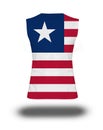 Athletic sleeveless shirt with Liberia flag on white background and shadow