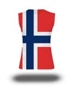 Athletic sleeveless shirt with Norway flag on white background and shadow