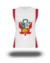Athletic sleeveless shirt with Peru flag on white background and shadow